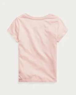 T-shirt Polo Ralph Lauren rosa mezza manica con logo pony bianco