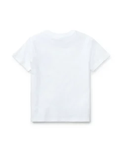 T-shirt Polo Ralph Lauren bianca mezza manica con logo pony blu ricamato