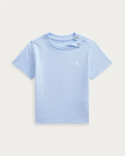 T-shirt Polo Ralph Lauren azzurra mezza manica con logo pony bianco