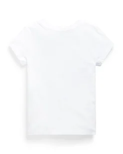 T-shirt Polo Ralph Lauren bianca in cotone a maniche corte con logo pony blu