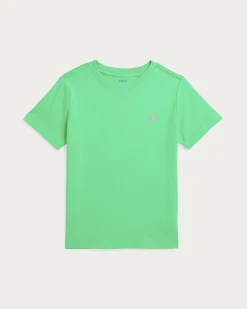 T-shirt Polo Ralph Lauren verde smeraldo mezza manica con logo pony rosa
