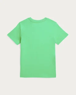 T-shirt Polo Ralph Lauren verde smeraldo mezza manica con logo pony rosa