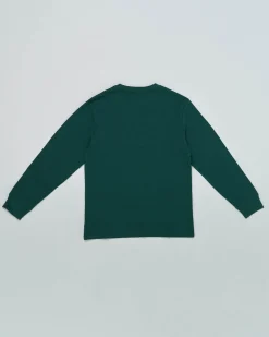 T-shirt Ralph Lauren a manica lunga verde bottiglia in puro cotone con logo pony giallo