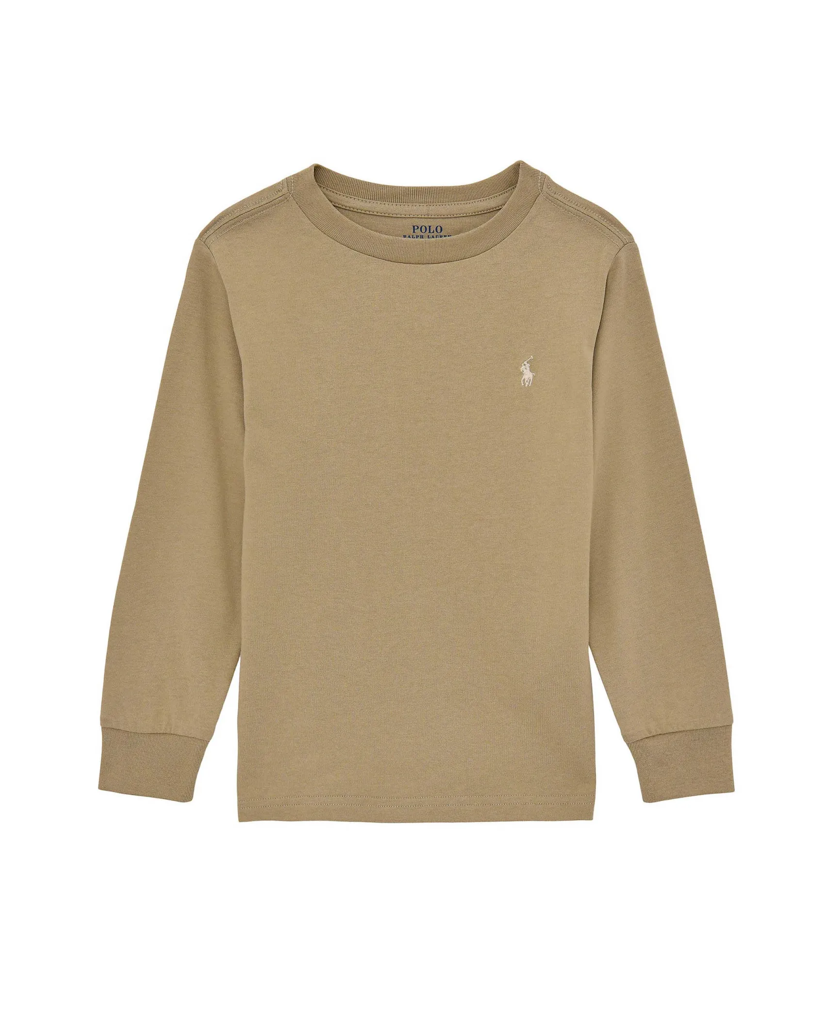 T-shirt Ralph Lauren cammello in cotone a maniche lunghe con polsini