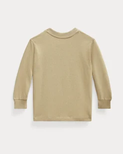 T-shirt Ralph Lauren cammello in cotone a maniche lunghe con polsini