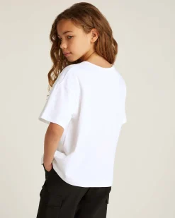 T-shirt relaxed fit Calvin Klein bianca in cotone con logo monogram glitterato