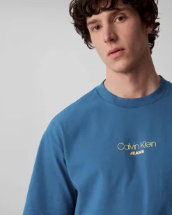 T-shirt relaxed-fit Calvin Klein Jeans ottanio in cotone con logo stampato sul petto