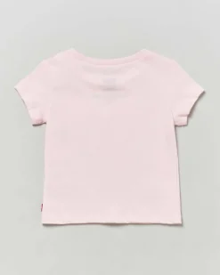 T-shirt rosa a maniche corte con logo batwing bianco