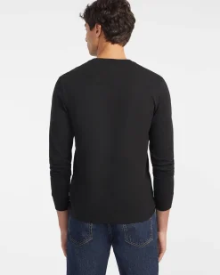 T-shirt slim manica lunga Guess Jeans nera in puro cotone con logo scritta