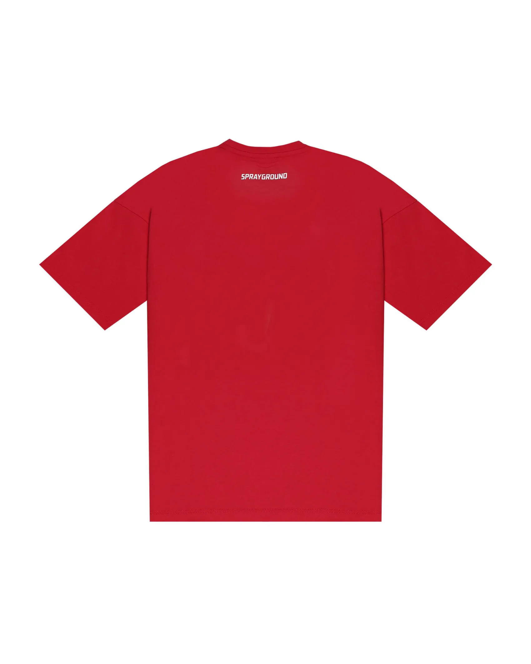 T-shirt Sprayground rossa con bocca e personaggi icon