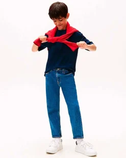 T-shirt Tommy Hilfiger blu in puro cotone con mini bandiera logo