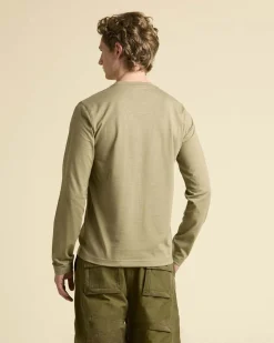 T-shirt verde salvia manica lunga Aeronautica Militare con stampa aereo