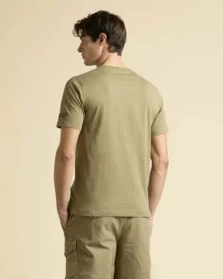 T-shirt verde salvia mezza manica Aeronautica Militare con stampa aereo