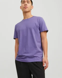 T-shirt viola mezza manica tinta unita