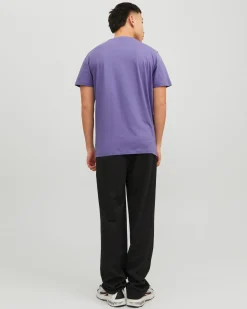 T-shirt viola mezza manica tinta unita