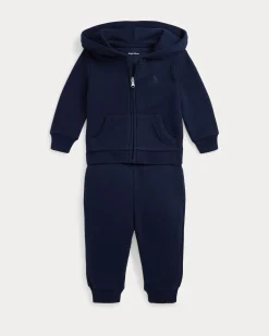 Tuta Ralph Lauren in felpa di misto cotone blu