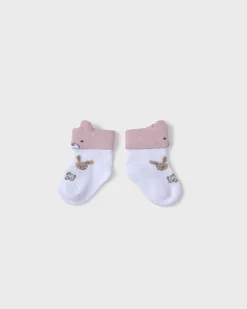 Tutina bianca e rosa con set 3 pezzi bavaglino calzini e cappellino coordinati