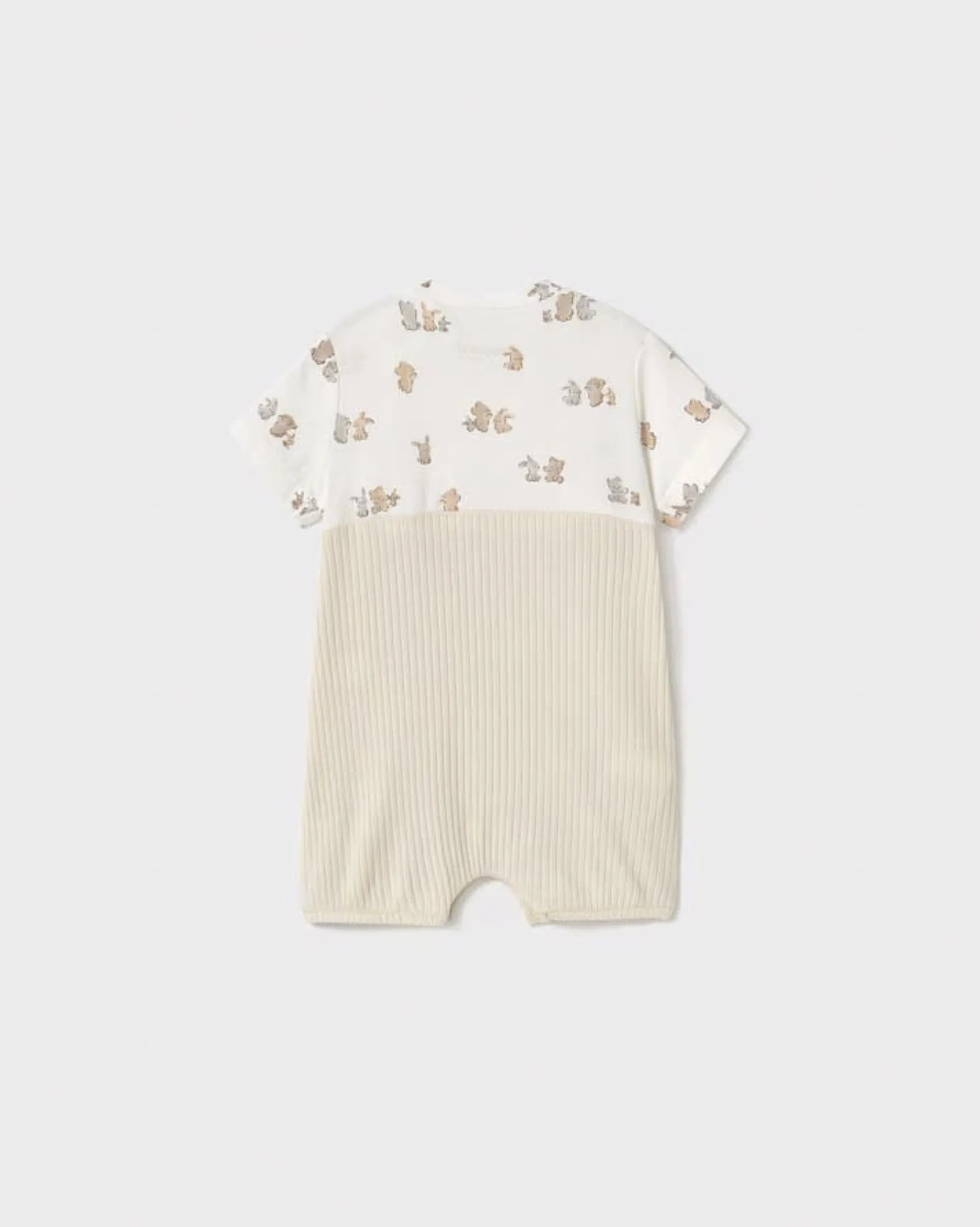 Tutina color panna con salopette a costine e fantasia animaletti