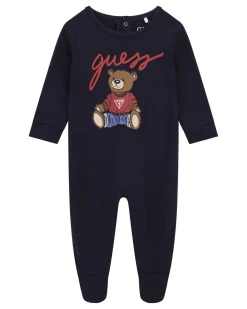 Tutina Guess blu in puro cotone con orsetto