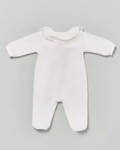Tutina Lalalù in ciniglia rosa con colletto in pizzo