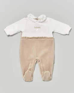 Tutina Lalalù in ciniglia avorio e beige con rouches