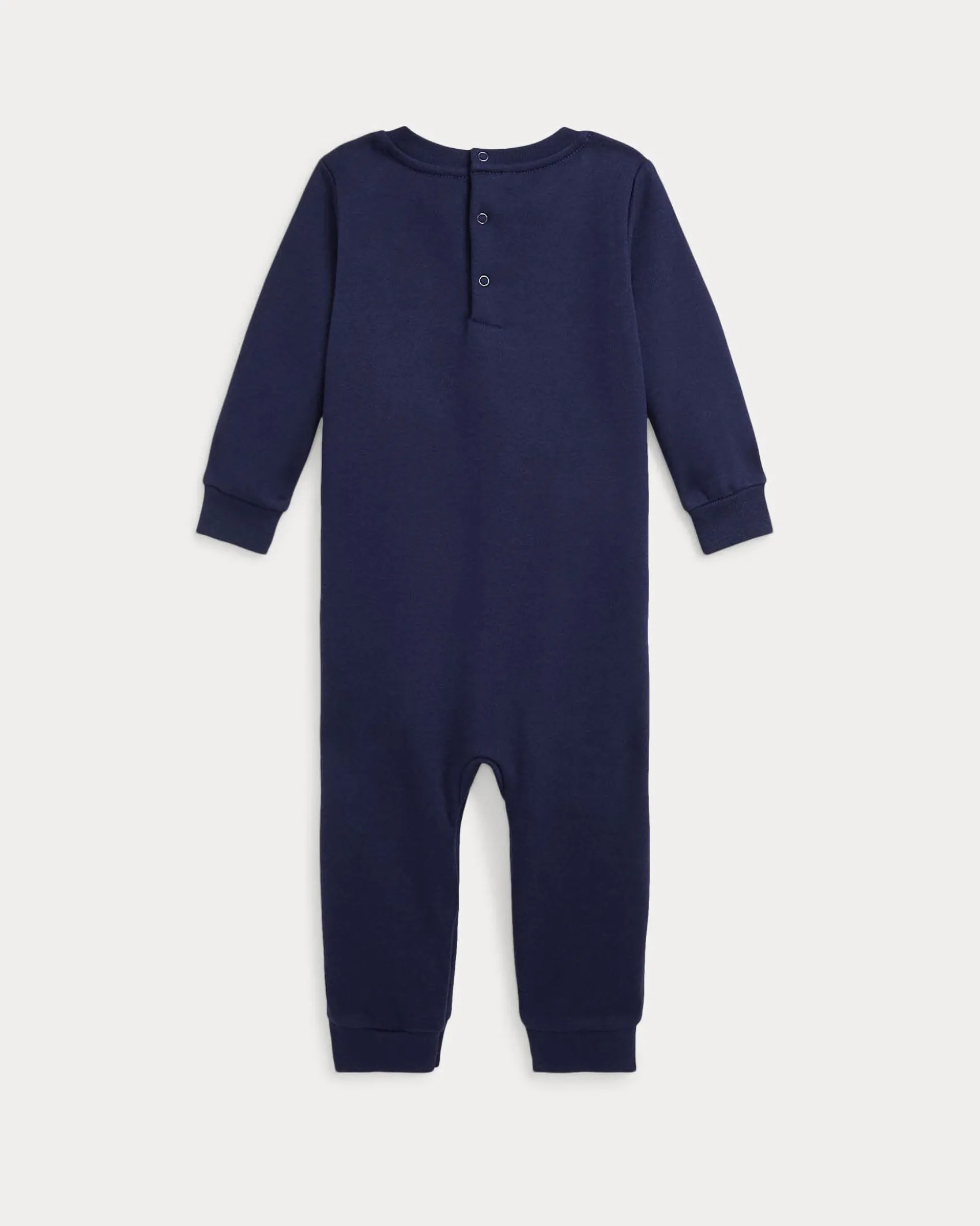 Tutina Ralph Lauren blu in misto cotone con stampa orsetto