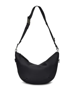 Valera Shoulder Bag nera a mezza luna in tessuto impermeabile con tracolla regolabile