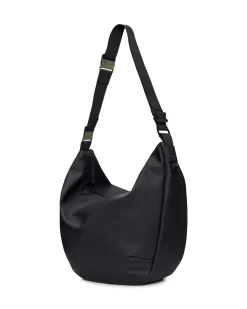 Valera Shoulder Bag nera misura grande a mezza luna in tessuto impermeabile con tracolla regolabile