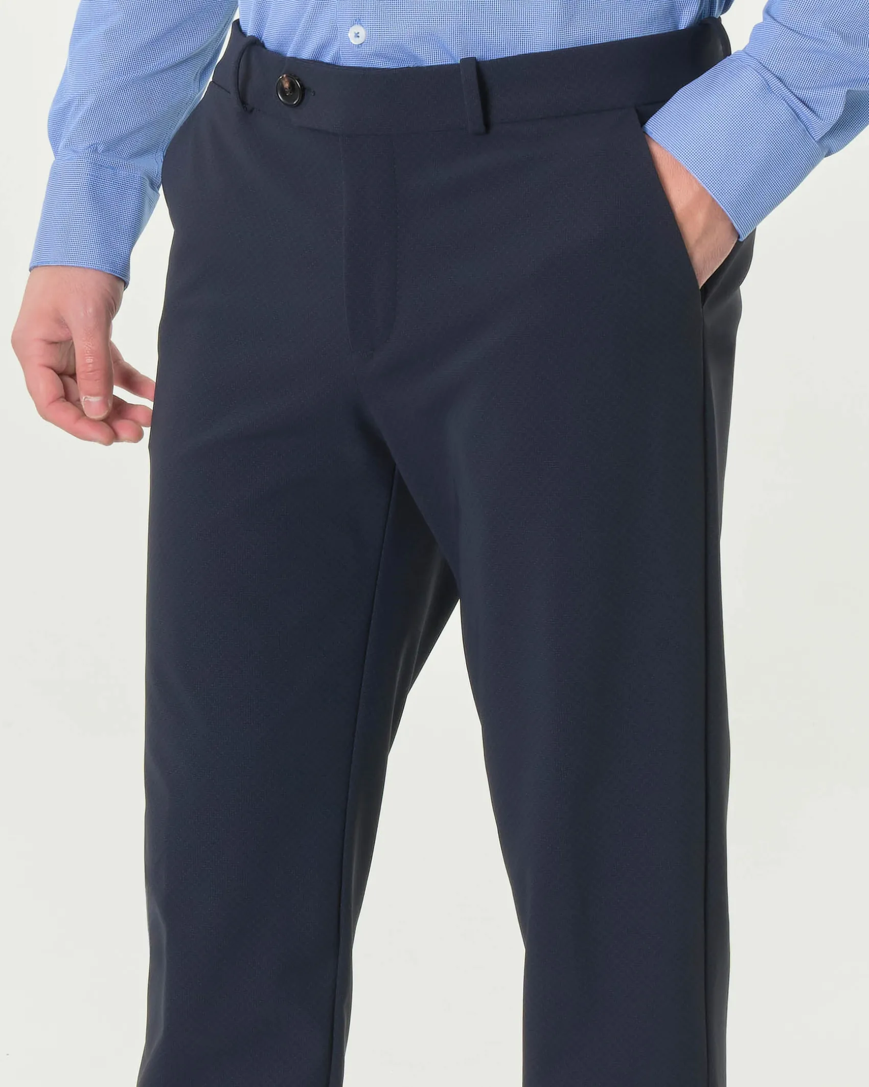 Winter Chino R.R.D. blu in tessuto tecnico con microfantasia a quadretti