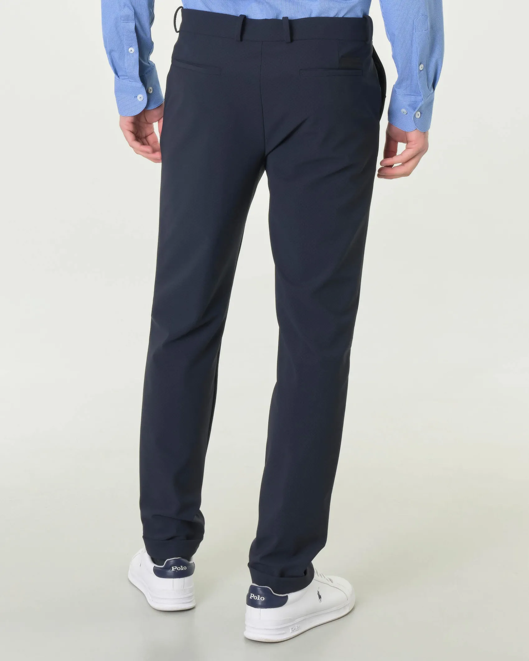 Winter Chino R.R.D. blu in tessuto tecnico con microfantasia a quadretti