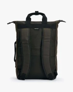 Zaino Barbour in cotone cerato verde militare con manici in tessuto