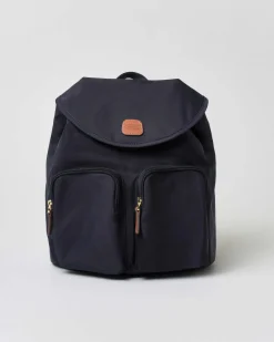 Zaino blu Bric's in nylon con doppio tascone frontale e spallacci regolabili